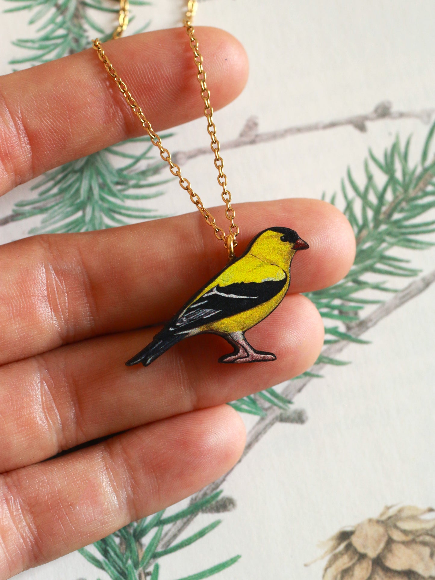 Goldfinch necklace - American goldfinch pendant