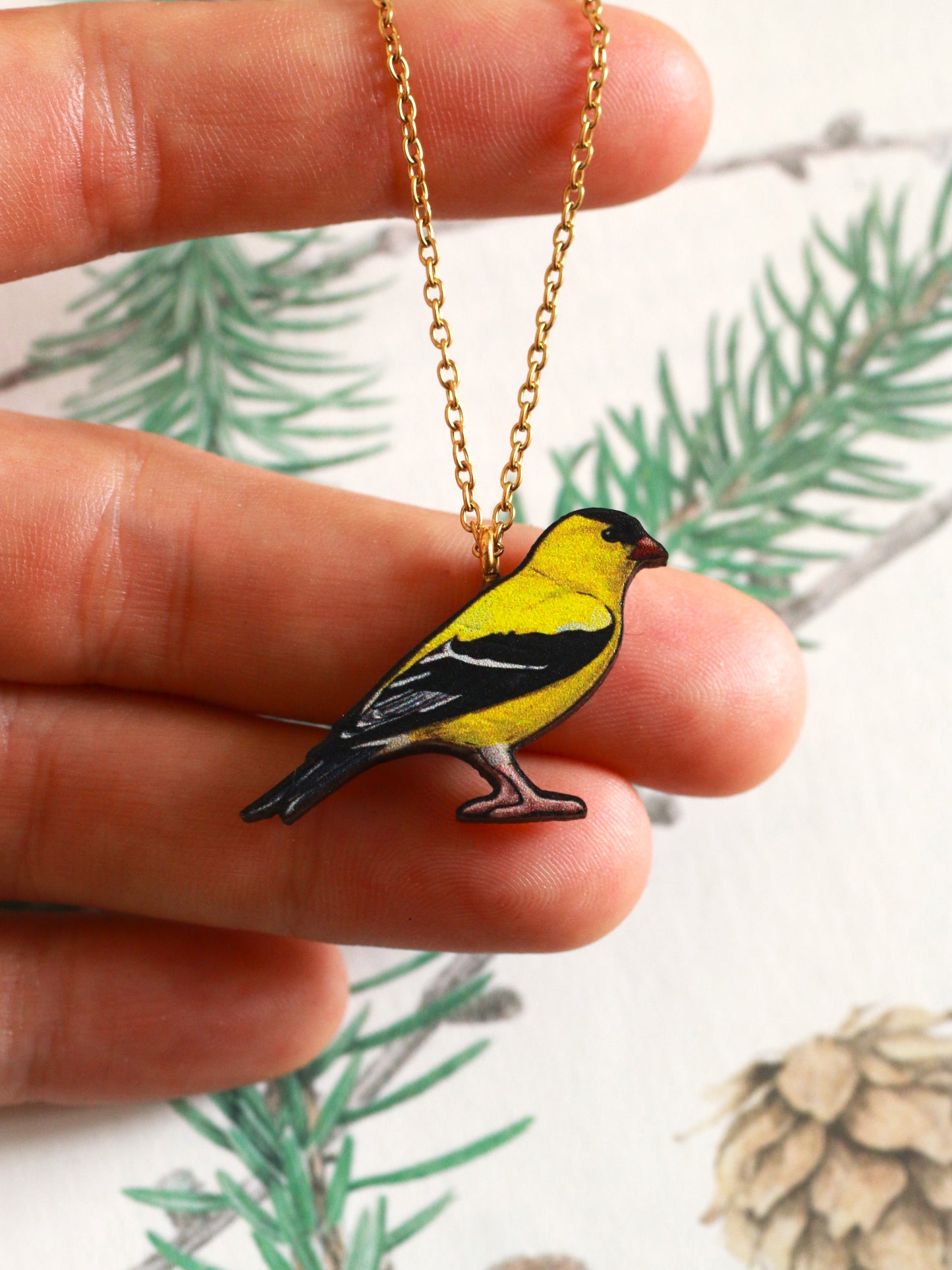 Goldfinch necklace - American goldfinch pendant