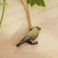 Greenfinch necklace - wooden Green finch pendant