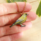 Greenfinch necklace - wooden Green finch pendant