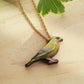 Greenfinch necklace - wooden Green finch pendant