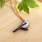 Long-tailed tit necklace - wooden bird pendant