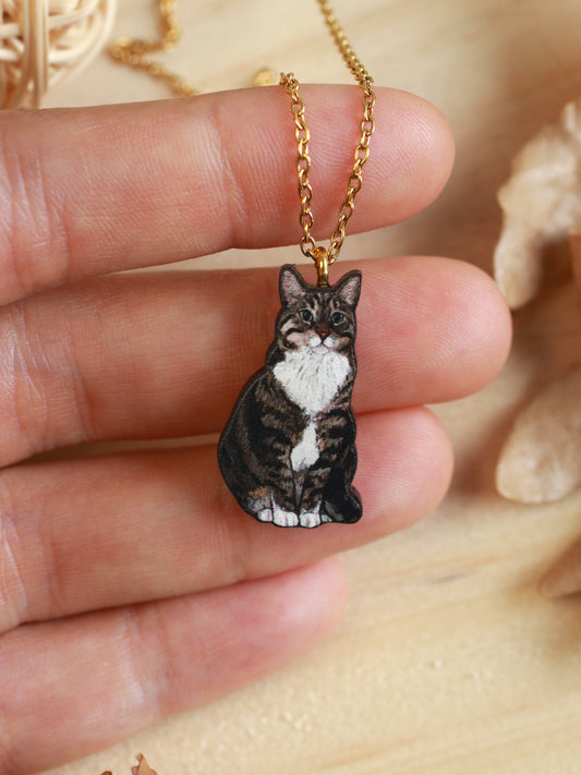 Domestic cat necklace - short hair cat pendant