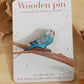 Blue budgie pin - wooden Parrot brooch