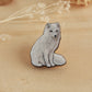 Arctic fox pin - white fox cub brooch