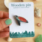 Sea turtle pin - wooden turtle brooch