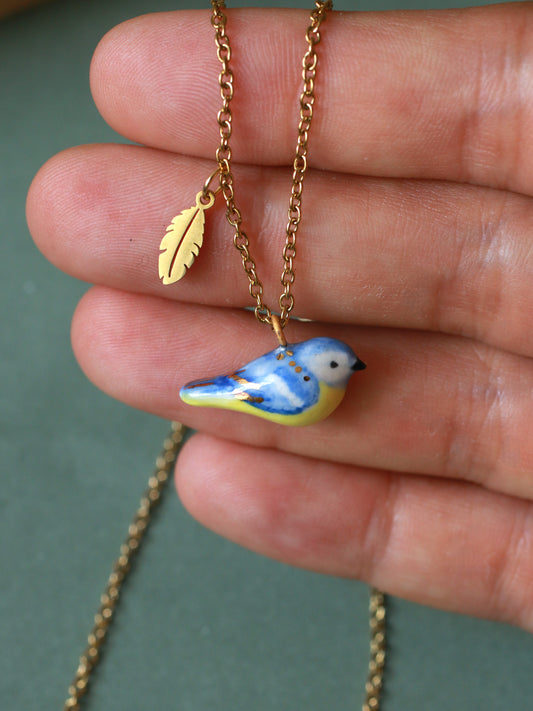 Blue tit necklace