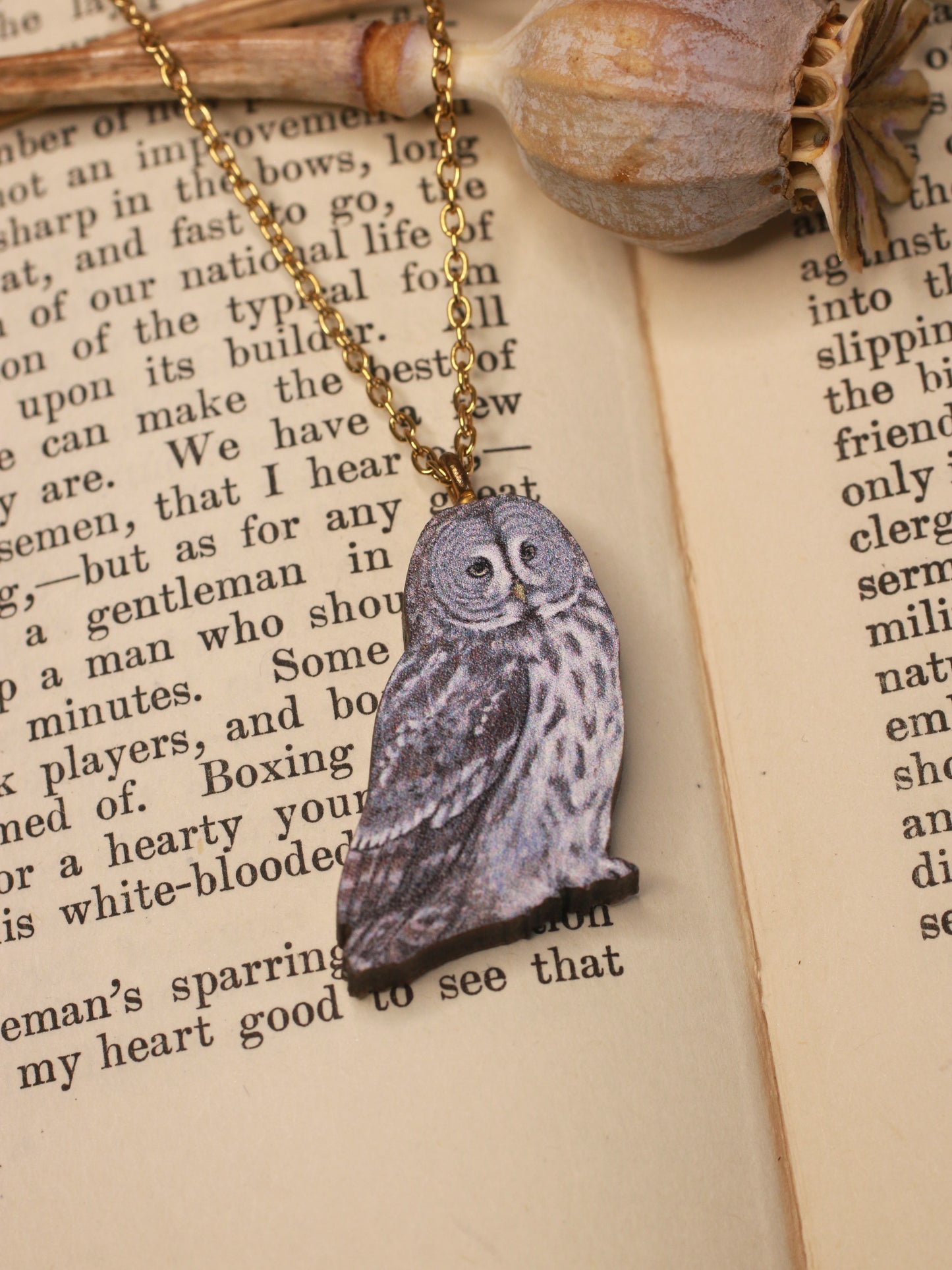 Great gray owl necklace