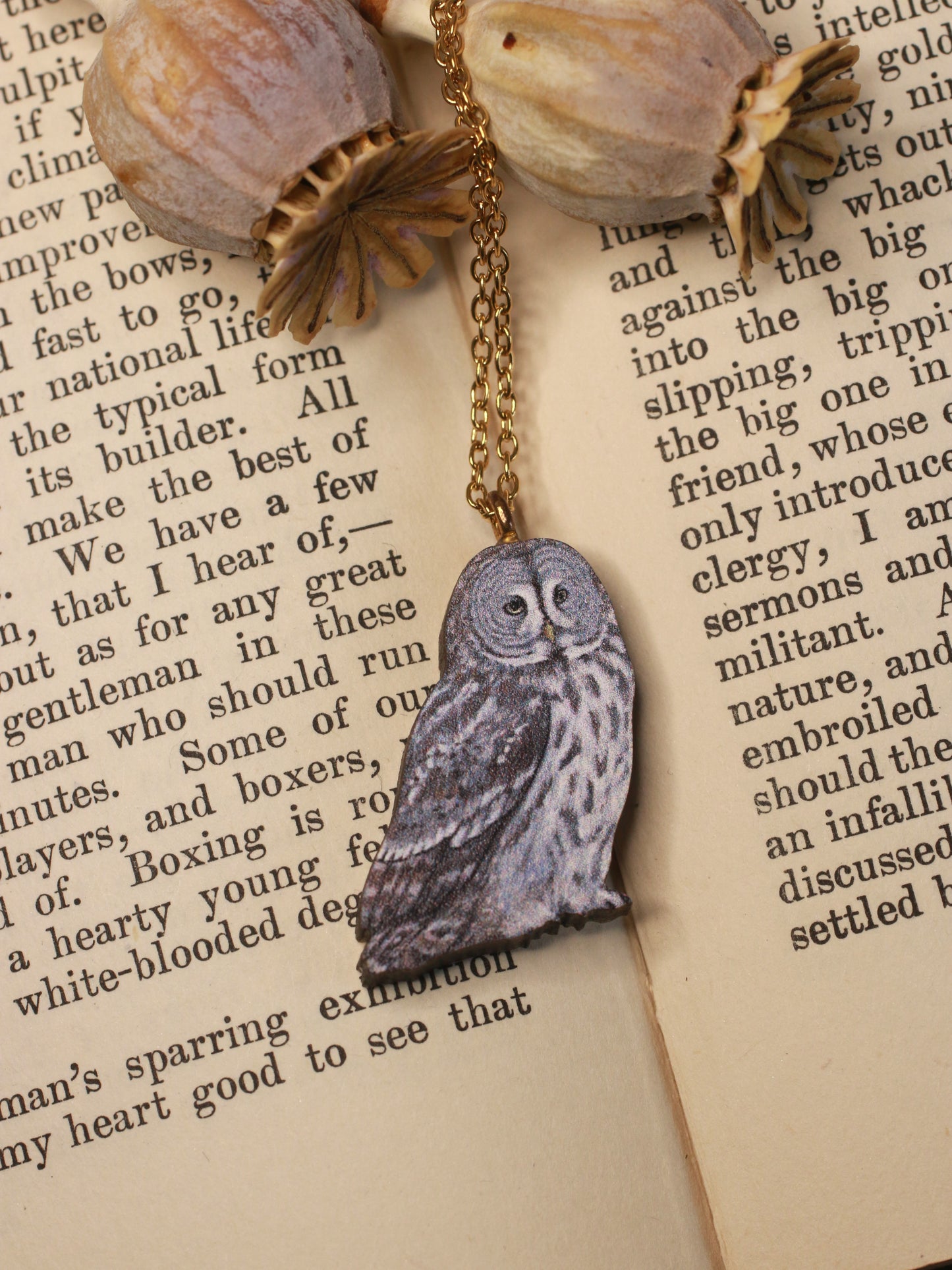 Great gray owl necklace