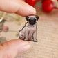 Pug pin - wooden dog brooch