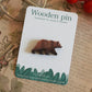 Grizzly bear pin - wooden brown bear brooch