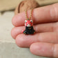 Red Panda necklace in a walnut box