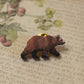 Grizzly bear pin - wooden brown bear brooch