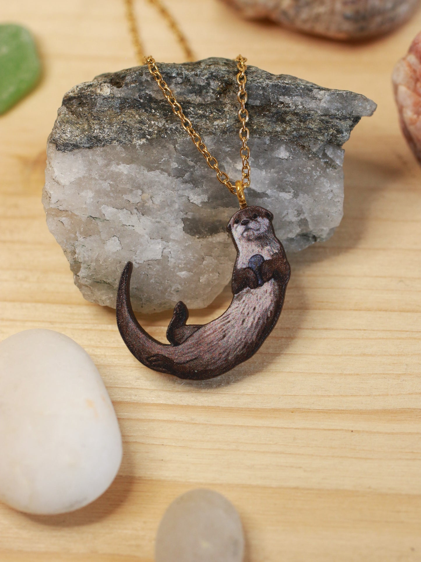 Otter necklace - wooden otter pendant