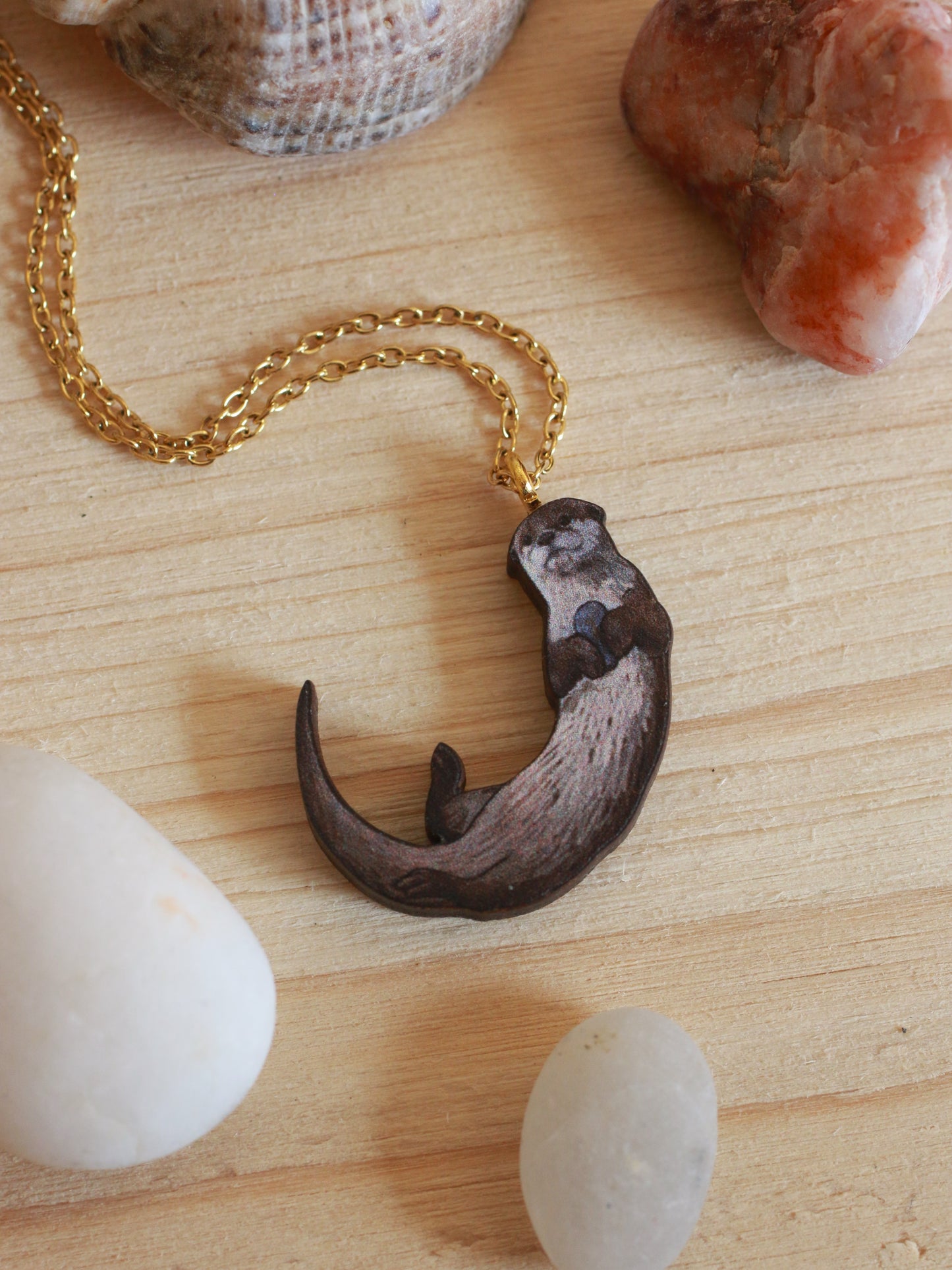 Otter necklace - wooden otter pendant