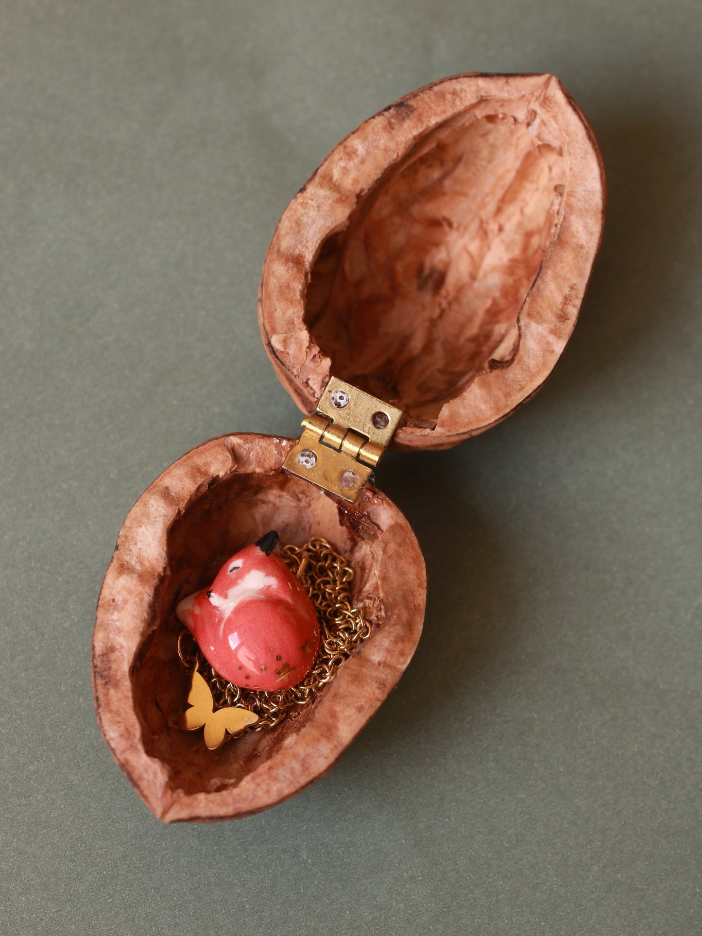 Sleeping Fox necklace in a walnut box