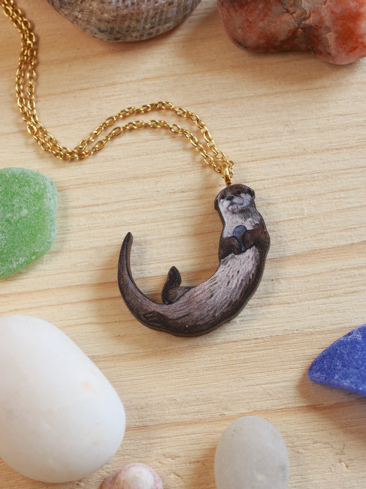 Otter necklace - wooden otter pendant