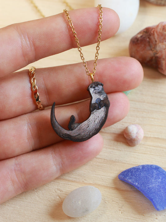 Otter necklace - wooden otter pendant