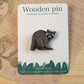 Raccoon pin - Wooden raccoon brooch