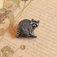 Raccoon pin - Wooden raccoon brooch