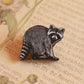 Raccoon pin - Wooden raccoon brooch