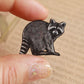 Raccoon pin - Wooden raccoon brooch