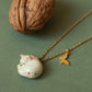 Sleeping cat necklace in a walnut box