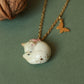 Sleeping cat necklace in a walnut box