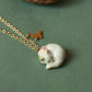 Sleeping cat necklace in a walnut box