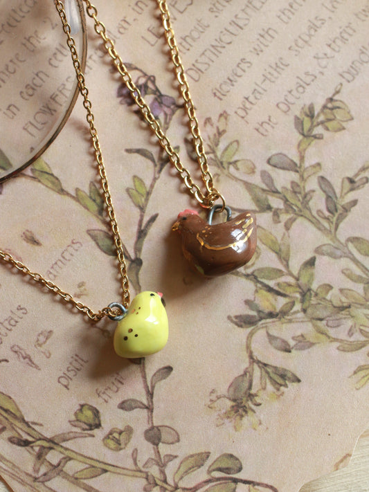 Mother - daughter jewellery set - Chick and chicken necklaces