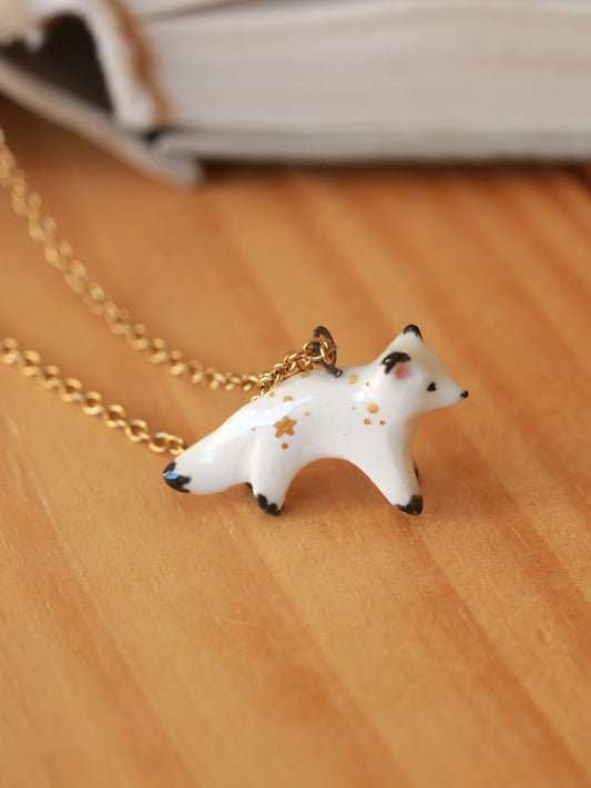Starry arctic fox necklace