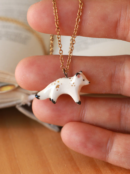 Starry arctic fox necklace