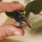 Black redstart pin - wooden bird brooch