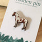 Pinto horse pin - Wooden horse brooch