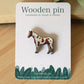 Pinto horse pin - Wooden horse brooch