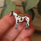 Pinto horse pin - Wooden horse brooch