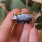 Opossum pin - Wooden opossum brooch