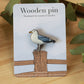 Seagull pin - wooden Seagull brooch