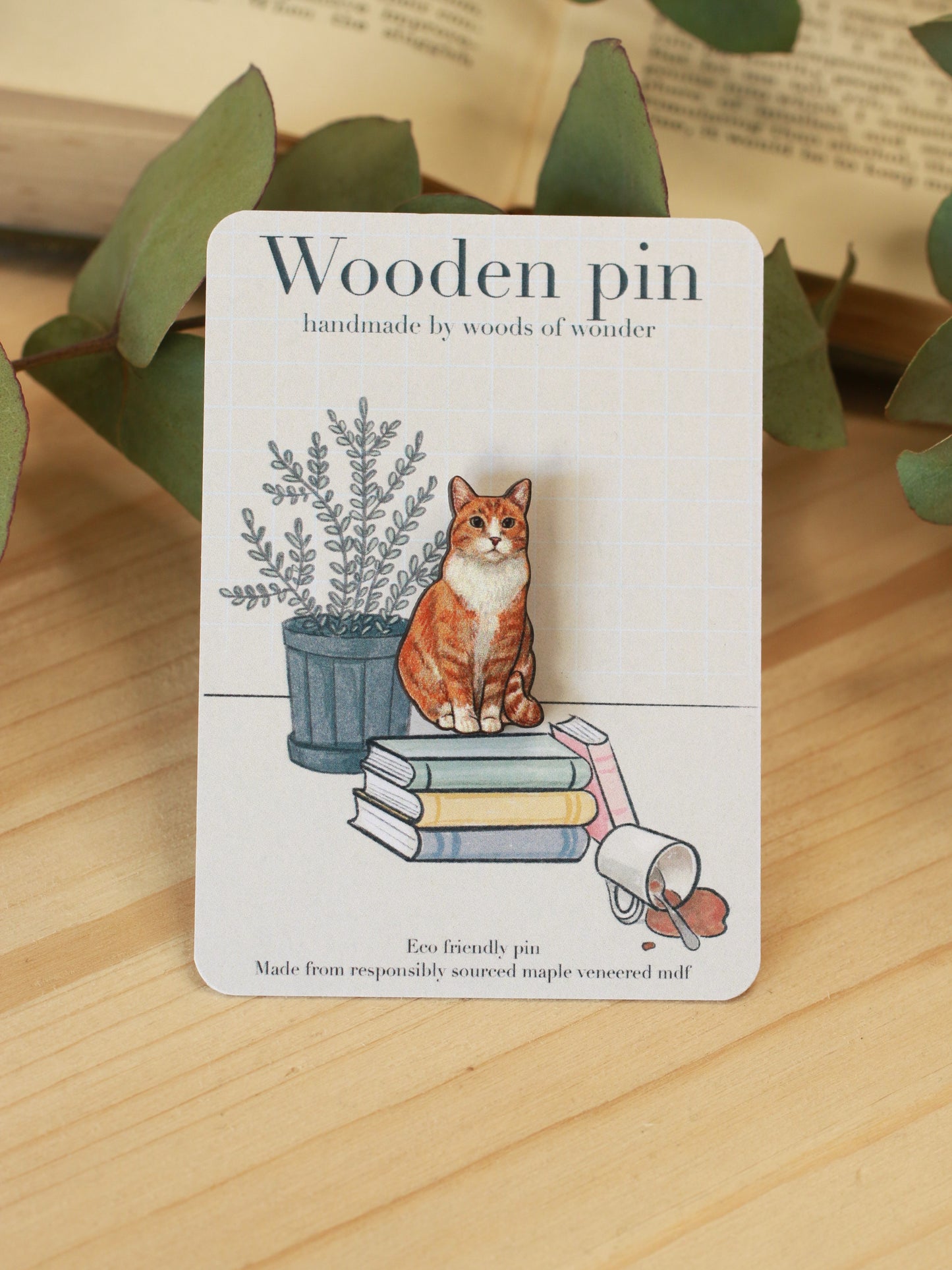 Orange tabby cat pin