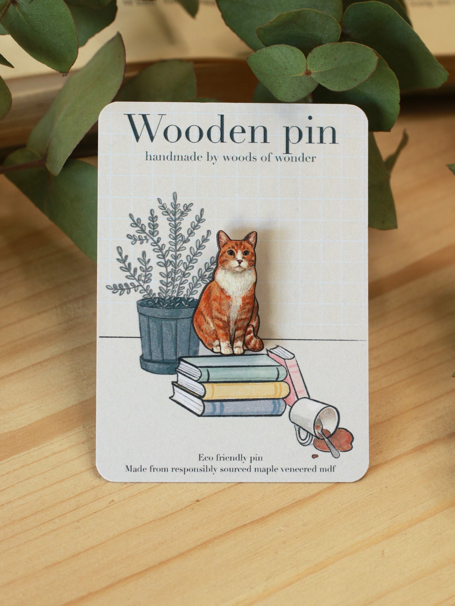 Orange tabby cat pin