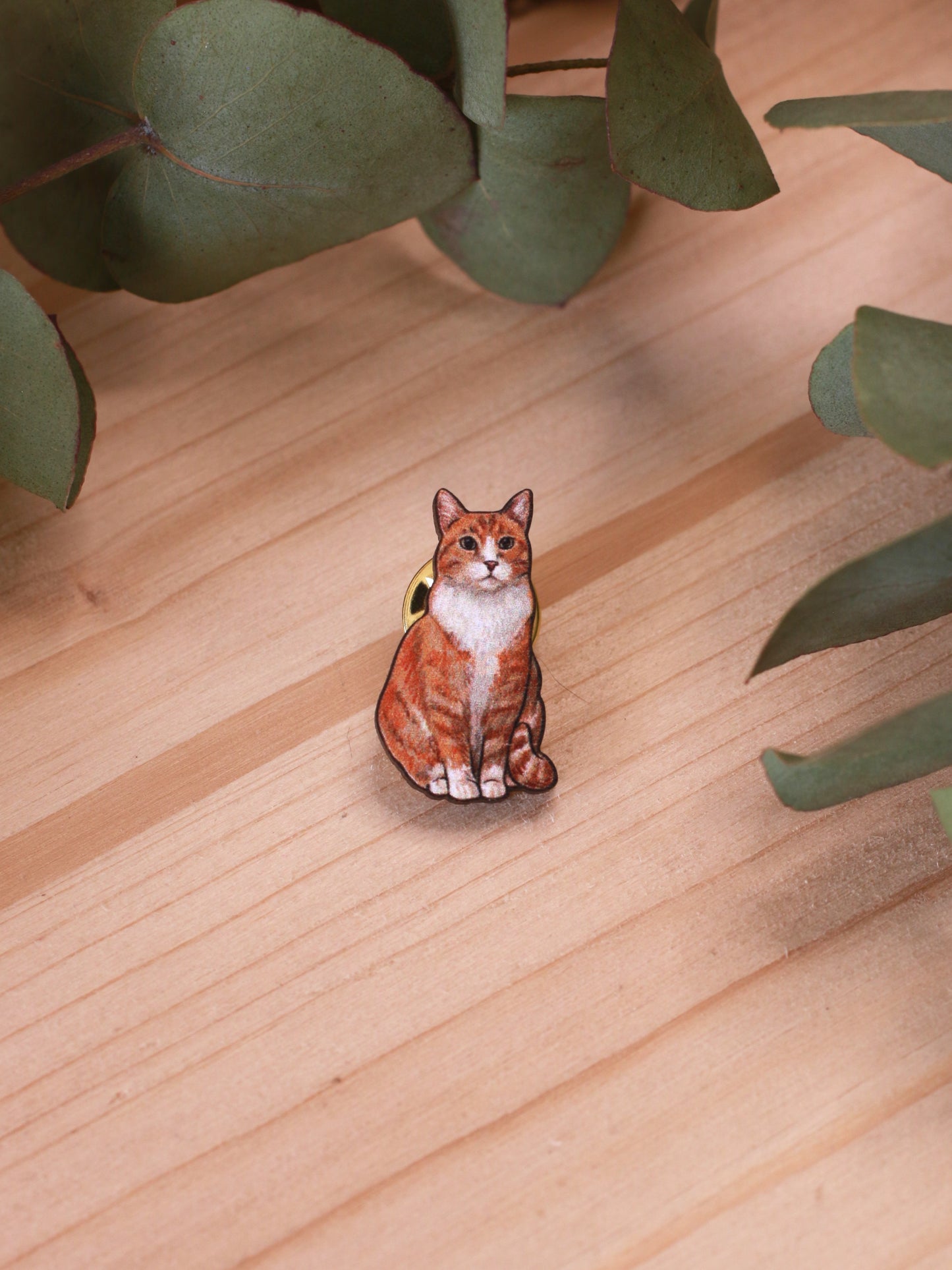 Orange tabby cat pin