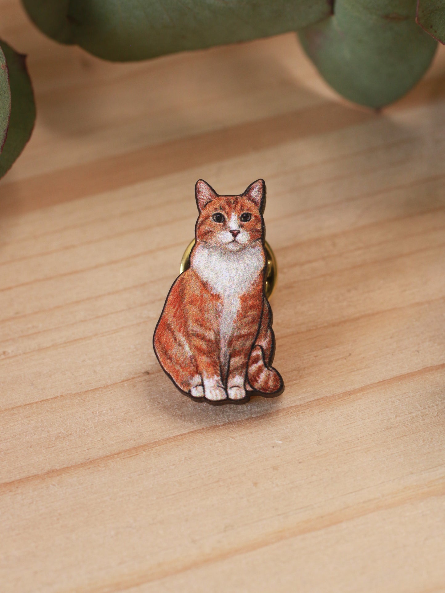 Orange tabby cat pin