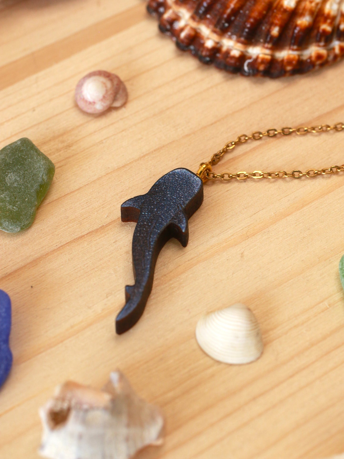 Whale shark necklace - wooden pendant