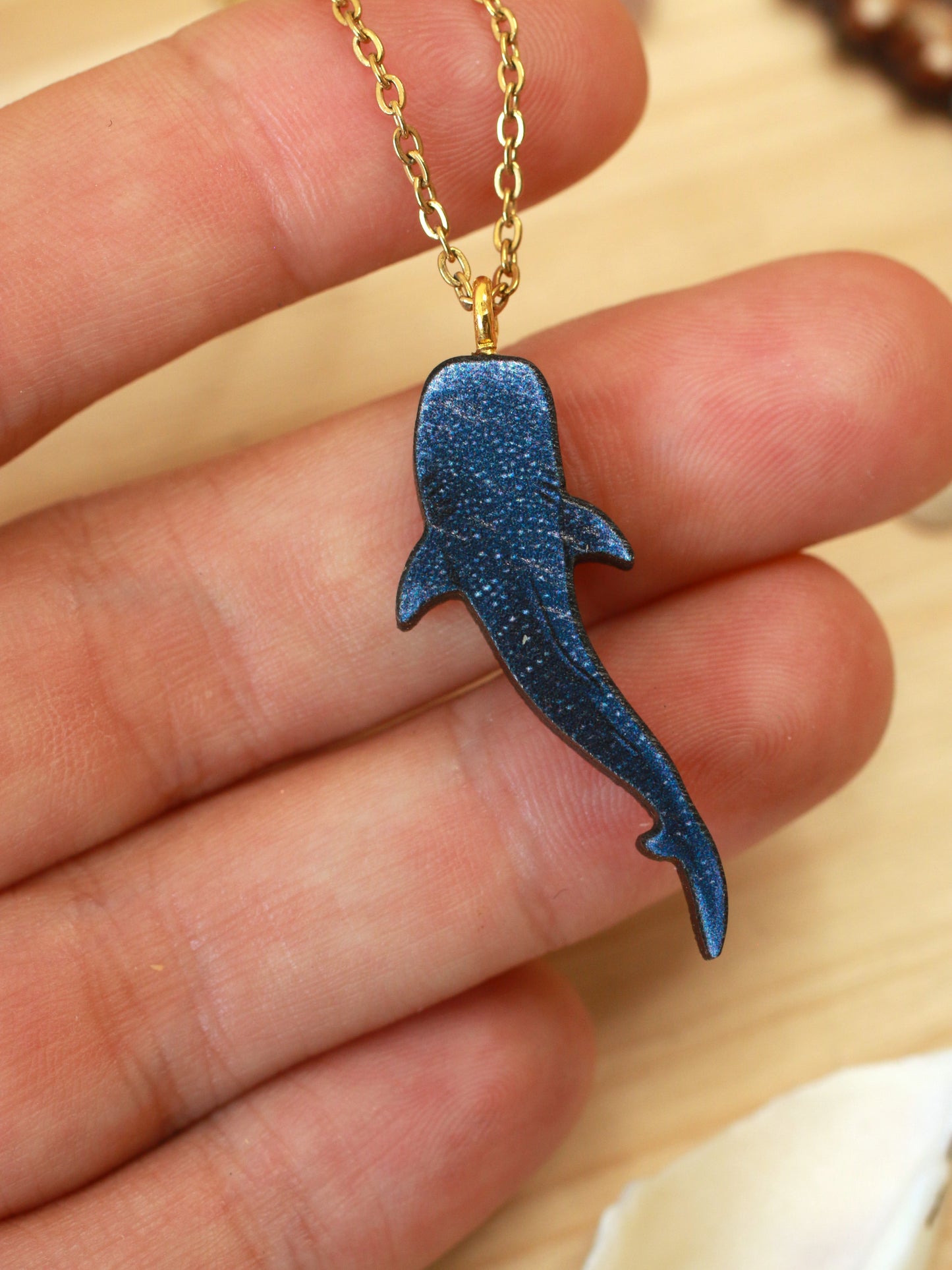 Whale shark necklace - wooden pendant