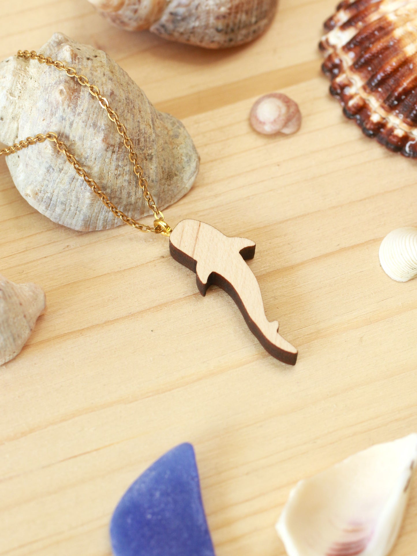 Whale shark necklace - wooden pendant