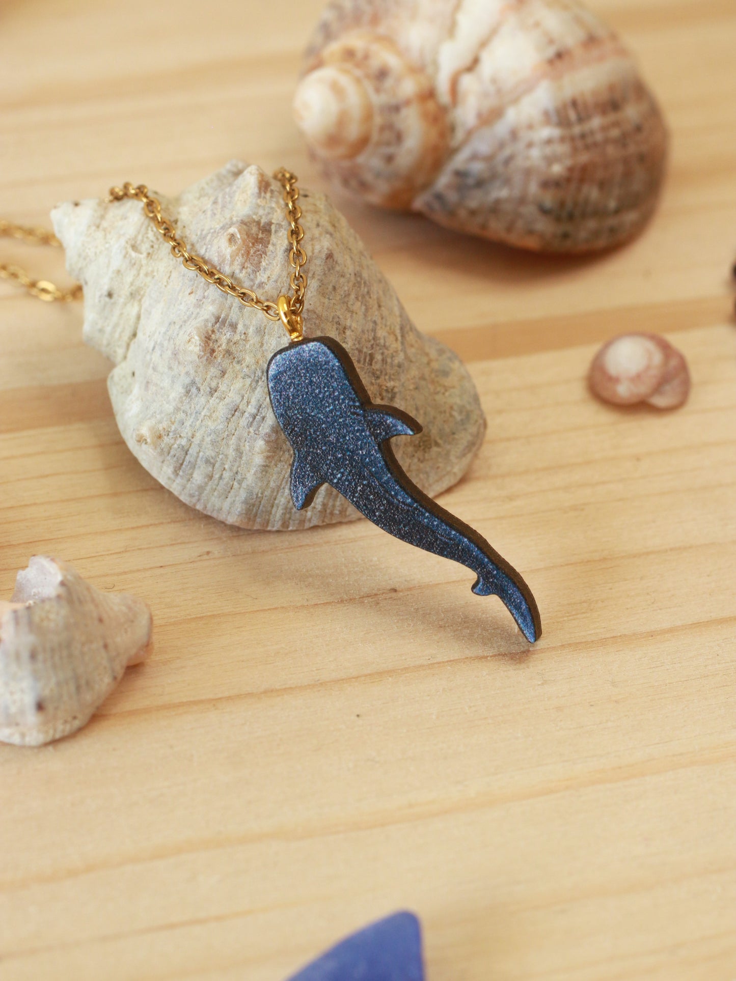 Whale shark necklace - wooden pendant