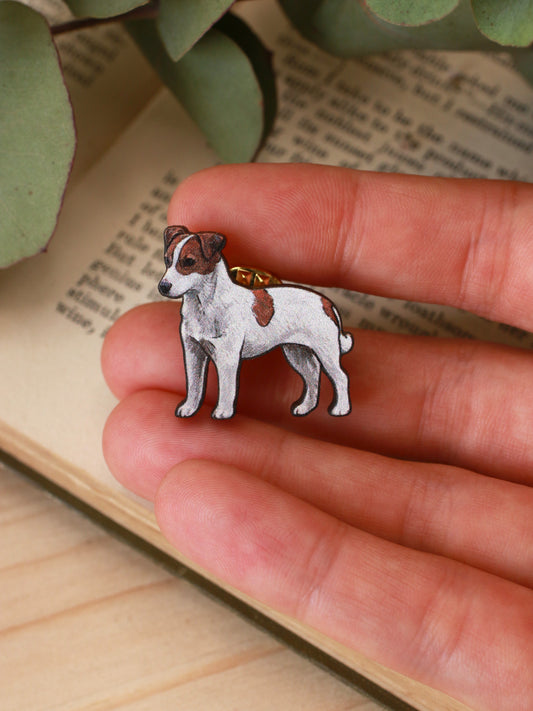 Jack russell terrier pin - wooden dog brooch