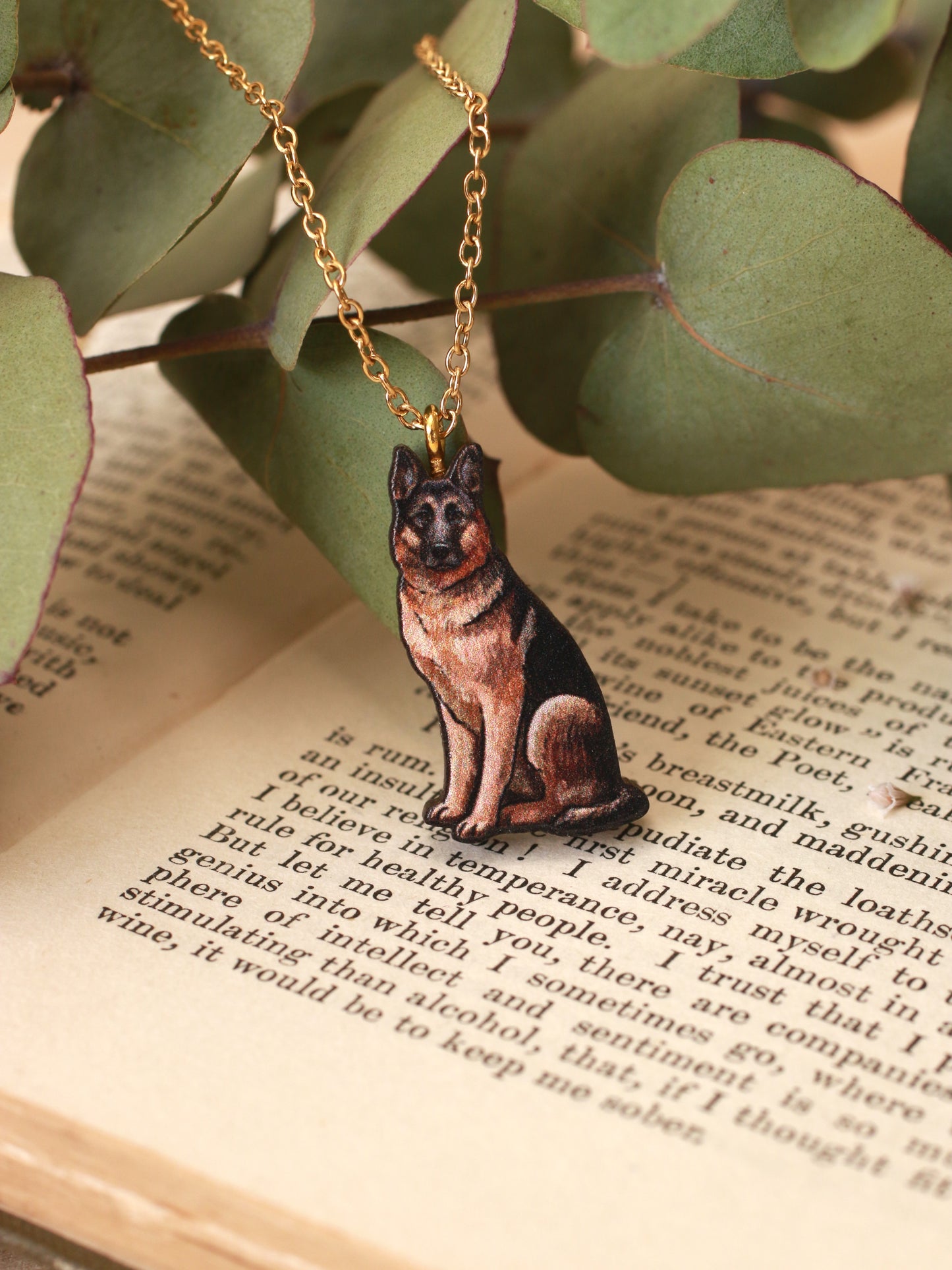 German shepherd necklace - wooden dog pendant