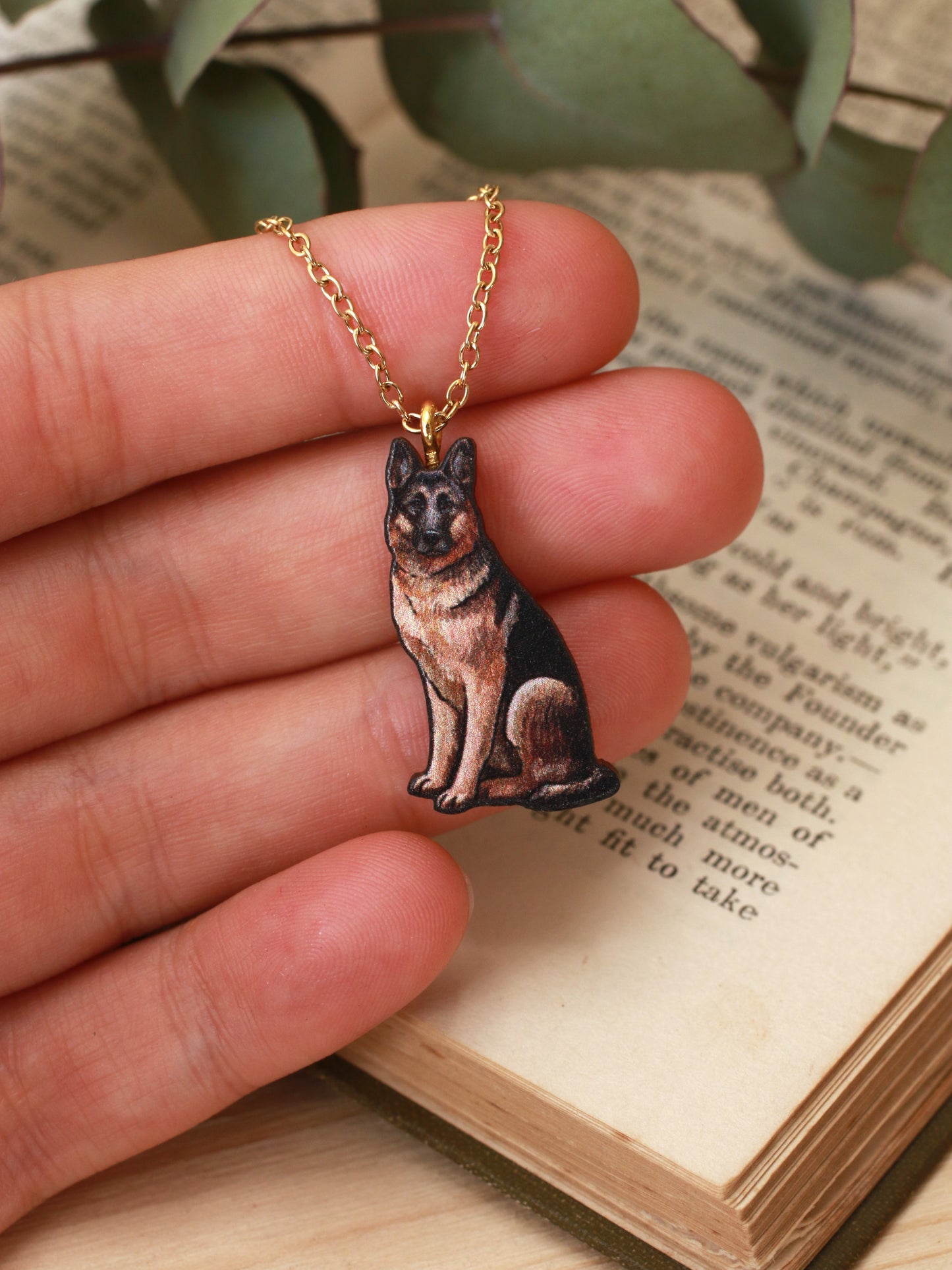 German shepherd necklace - wooden dog pendant