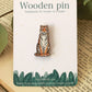 Tiger pin - wooden tiger brooch